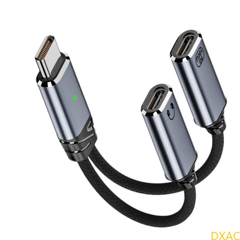 Dxac usb c splitter 100w usb c han til dobbelt hun-stik adapter type c usb 2.0 splitter kabelstik opladningsadapter