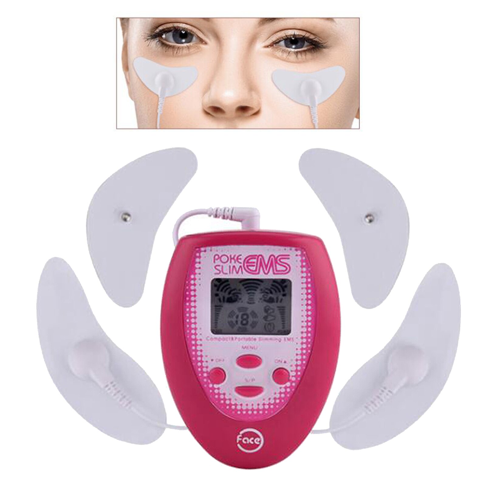 Draagbare Elektrische Facial Spierstimulator W/Gel Pads Voor Hals Armen Benen Mini Elektrische Gezicht Massager Gezicht Afslanken Pads