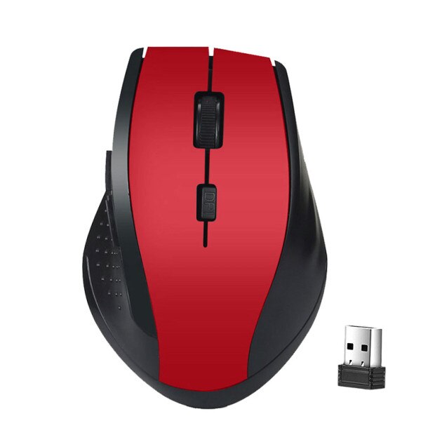 2.4GHz Wireless Optical Mouse for PC Gaming Laptops Game 6 Keys Wireless Mice with USB Receiver Computer Mouse: Red