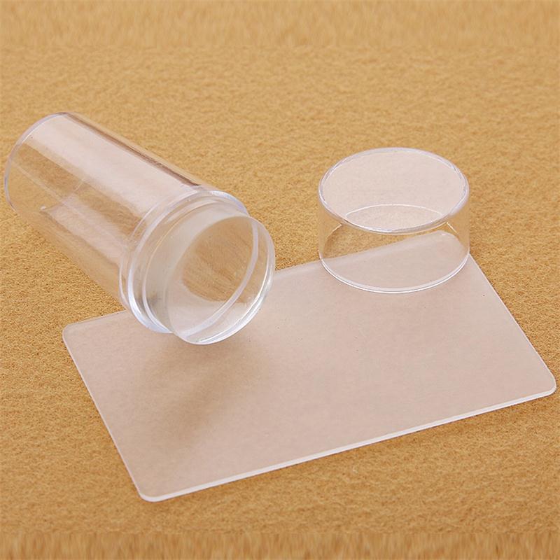 Transparent Head Nail Stamper Scraper Set Silicone Stamper for Nail Art Stamping Plate Template Stamp Tools