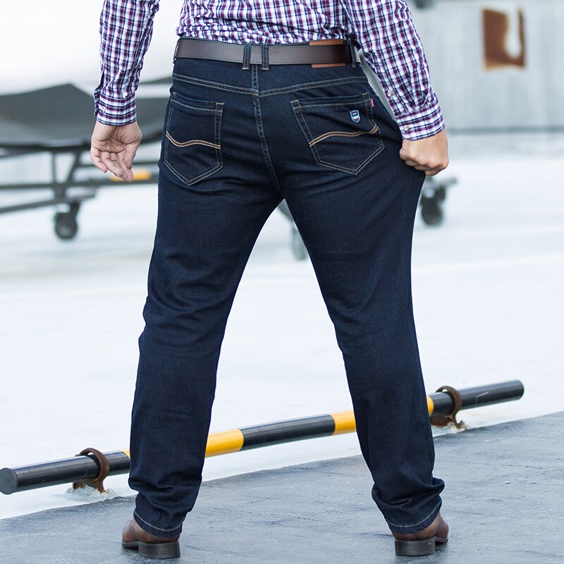 Jean en Denim épais pour homme, pantalon classique, droit, ample, extensible, élastique, grande taille 46 48 50 52, collection automne hiver