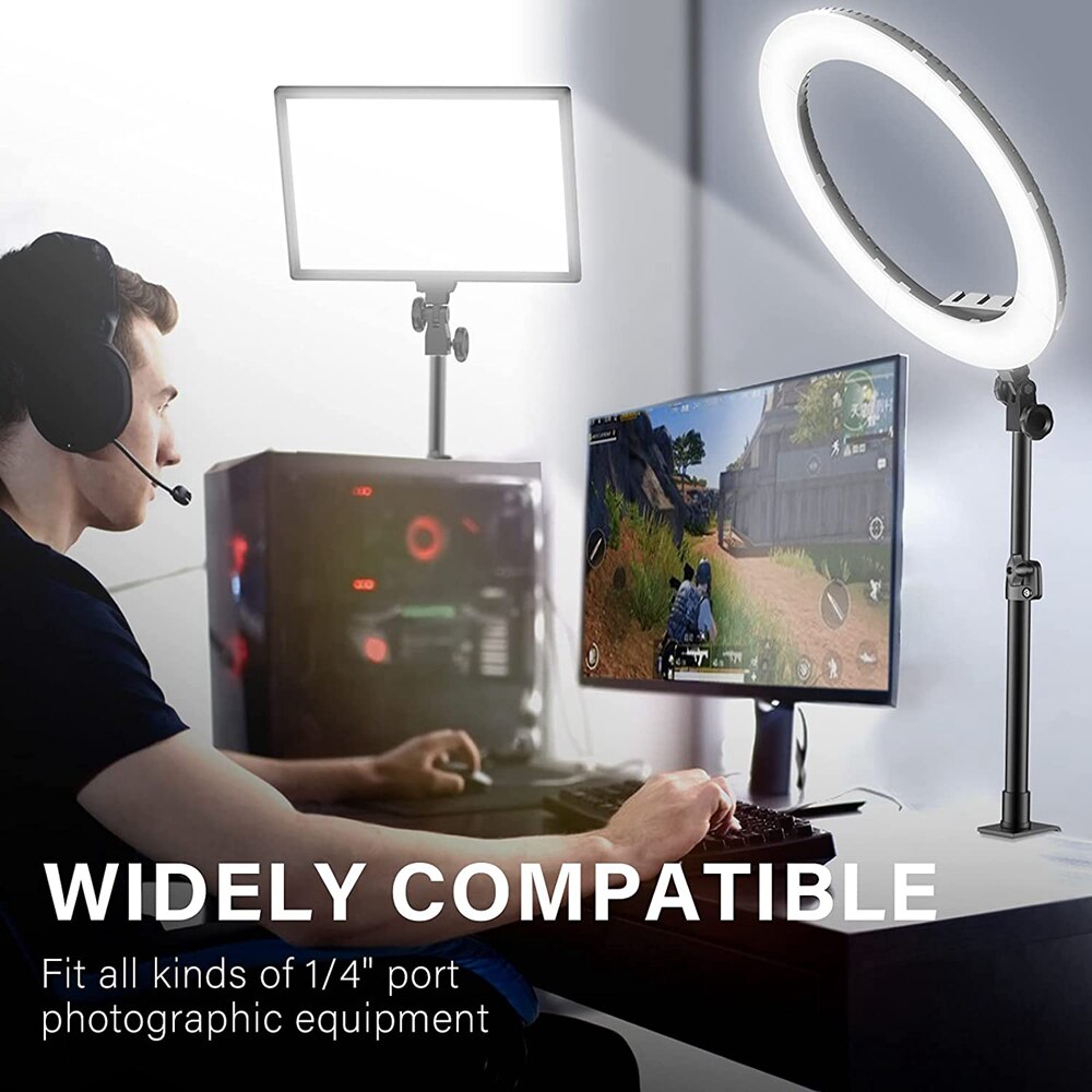 2 Packs Camera Desk Mount Stand Tabletop C Clamp Mount Adjustable Light Bracket for DSLR Camera Ring Panel Light Led Video Light