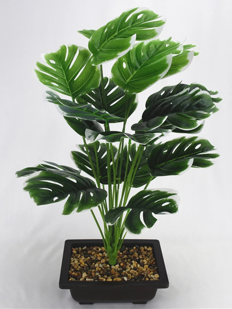 Hoja de palma Tropical de imitación de tortuga, Planta Artificial, decoración de playa de jungla para hawaiana
