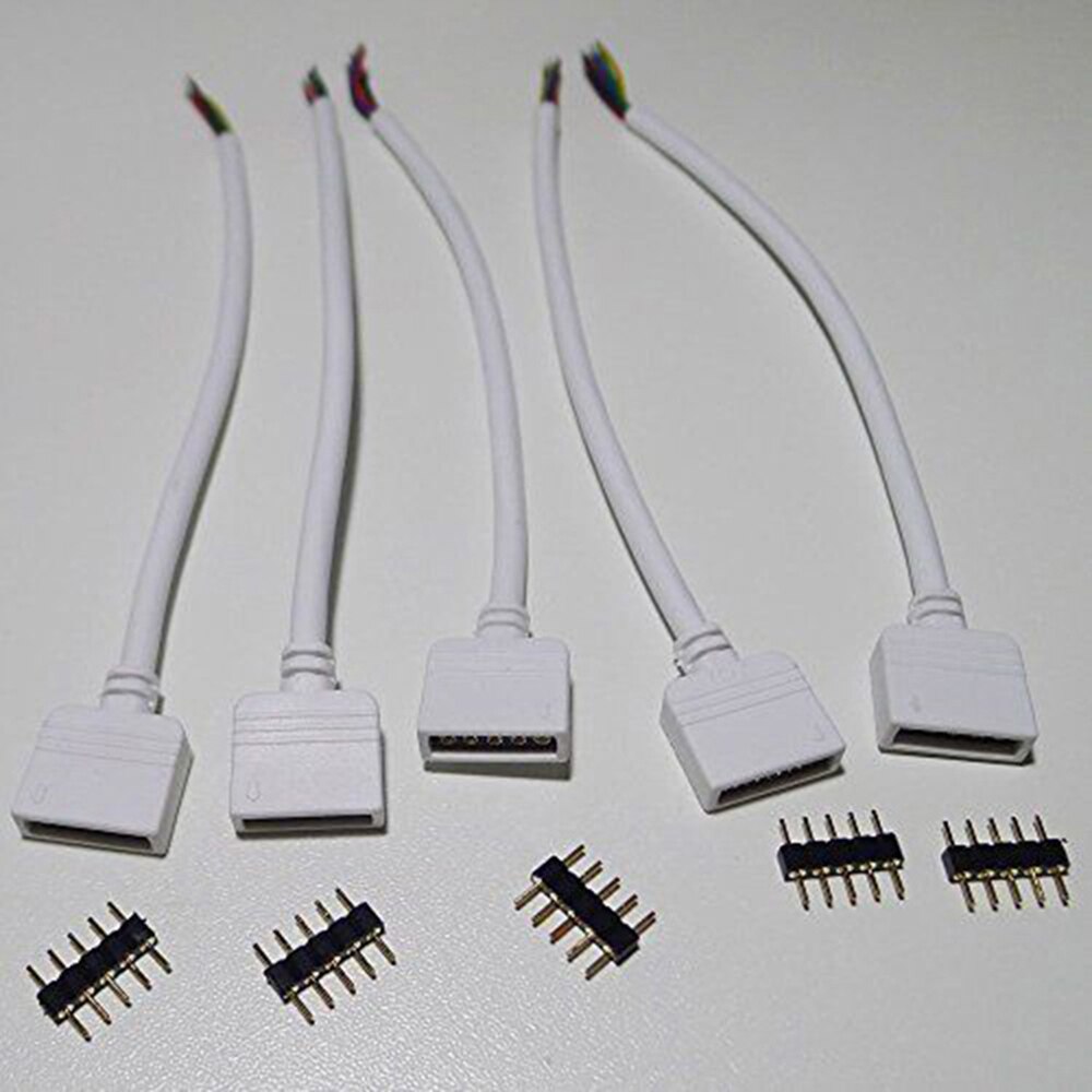 10-100 stk 4- pinners 5- pinners nål rgb rgbw-kontaktadapter mannlig dobbeltinnsats til rgb rgbw 5050 3528 2835 ledet stripe lys