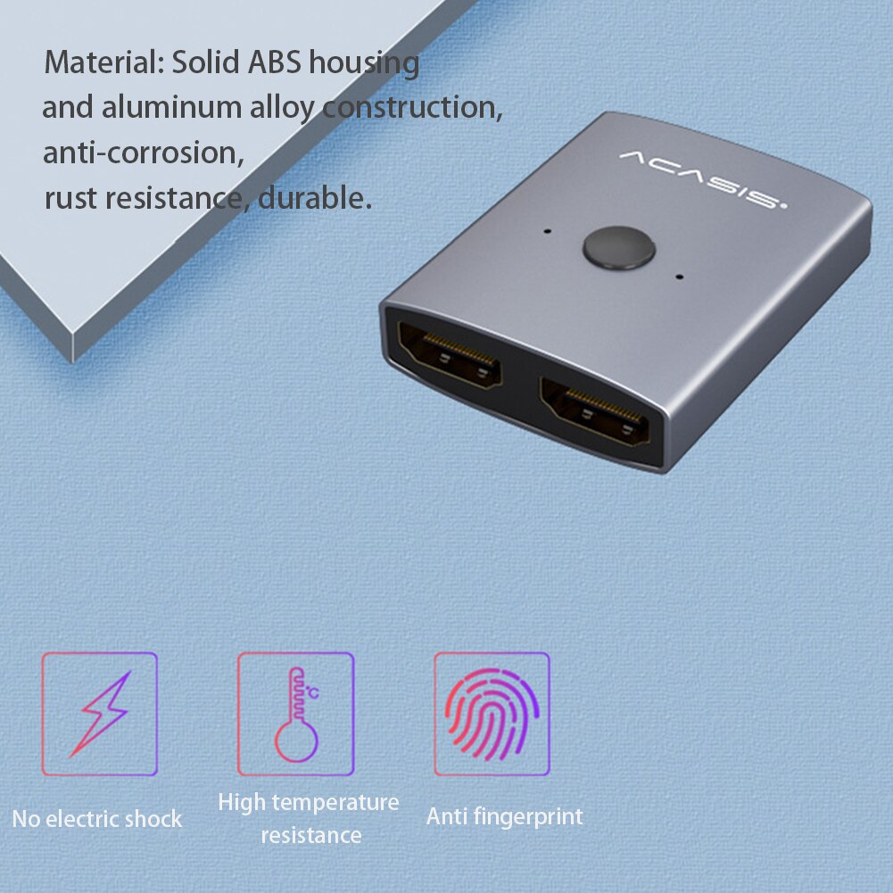 4K HD Hub Laptop Home Office Bi Direction HDMI Switch HDCP 3D Video DVD HDTV 1080P 1x2 Input Output Plug And Play Splitter