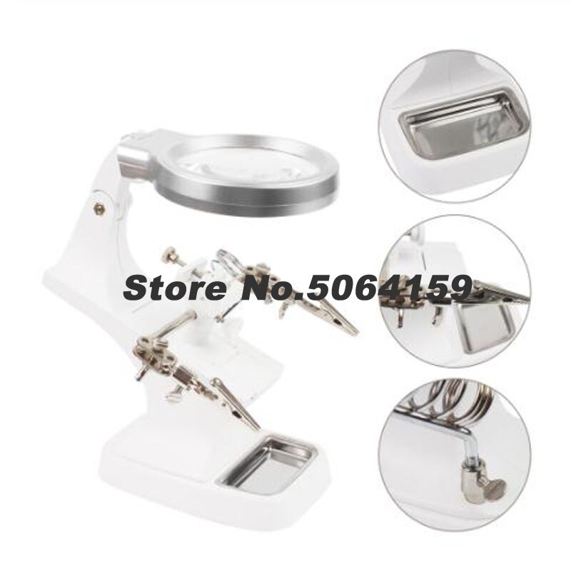 Metal Desktop LED Energy-Saving Maintenance Tool Magnifying Glass With Different Magnifications 3X and 4.5X