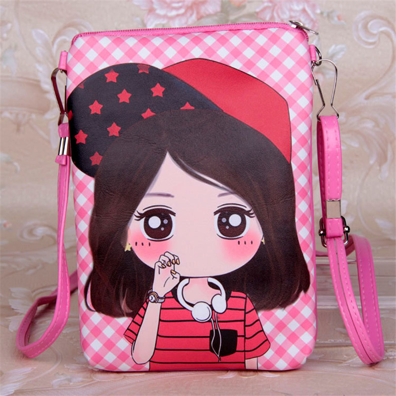 PU Cute Bao Bao Girls Cartoon Leather Shoulder Bag Female Purse Mini Crossbody Bags For Women Girl 18.5*12.5CM: H