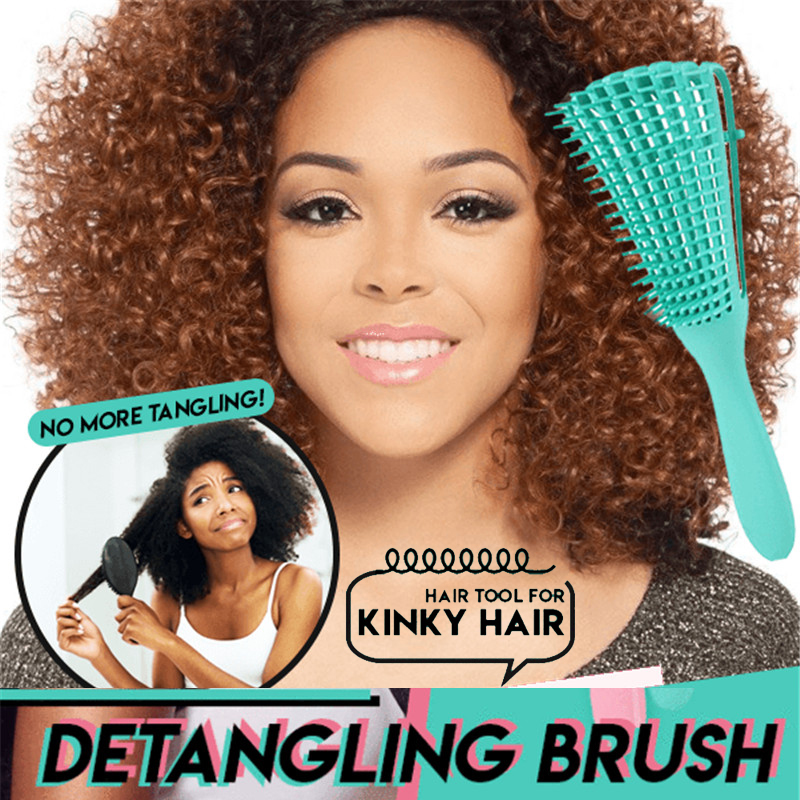 Dettangling brush 4c hair detangler børste til krøllet hår vådt tykt kinky hår juster hårbørste hovedbundsmassage detangle hårbørste