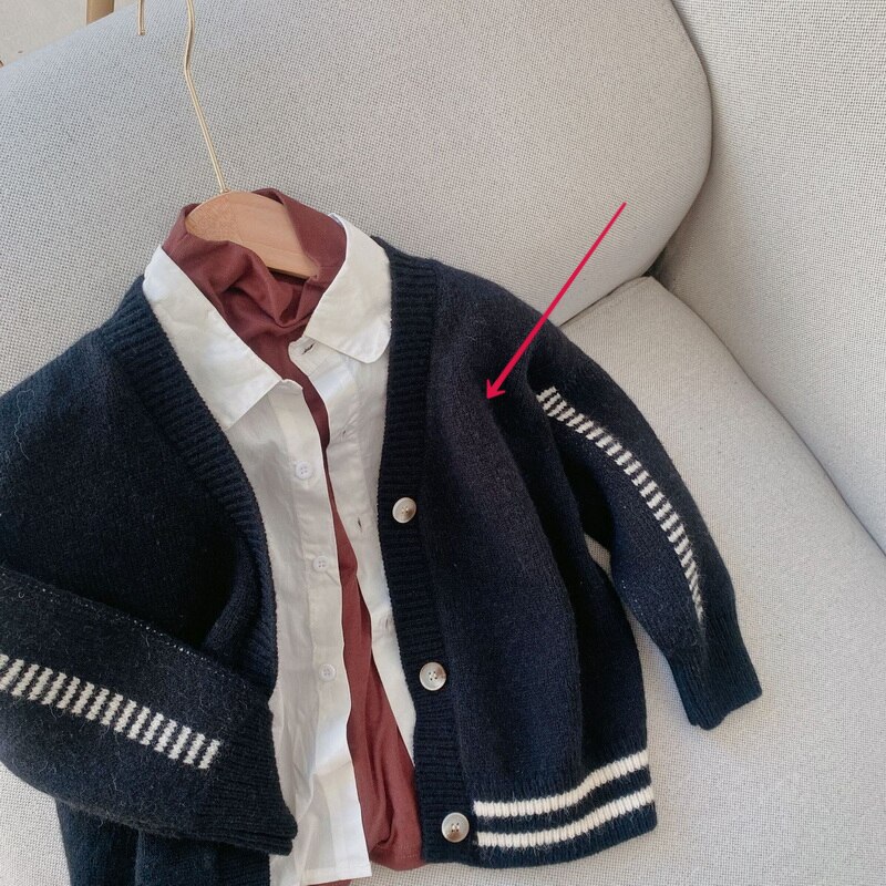 2021 vendita calda autunno ragazzi ragazze maglione cappotto grigio nero Patchwork maniche lunghe Cardigan giacche bambini maglieria Casual E7333: black / 100cm 3Y