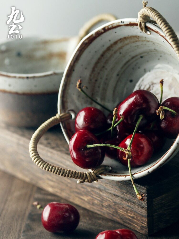 Vajilla de cerámica rugosa japonesa, mini Bol retro Para el hogar, cuenco para frutas y verduras, plato de comida manual simple