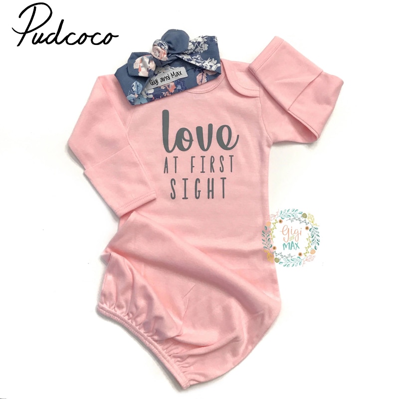 Pasgeboren Baby Baby Meisje Katoenen Zachte Nachthemden Inbakeren Pyjama Coming Home Outfits Slaap Slijtage Roze Voor 0-24Months