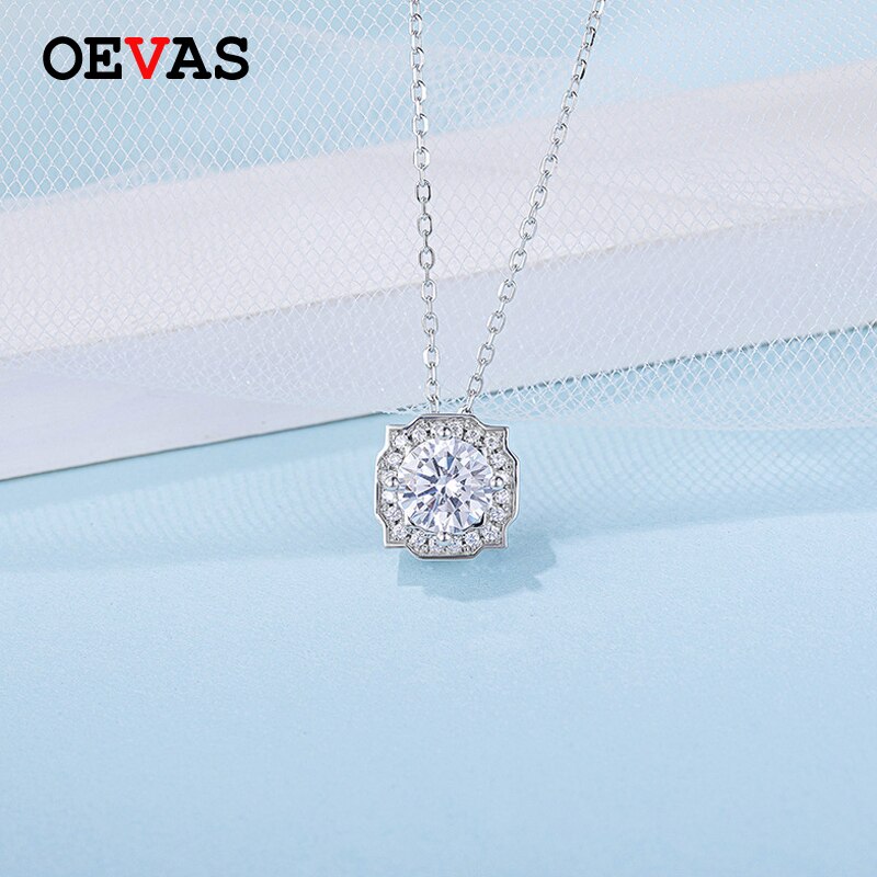 OEVAS Funkelnden D Farbe Real 1 Karat Moissanite Braut Anhänger Halskette 100% 925 Sterling Silber Hochzeit Edlen Schmuck