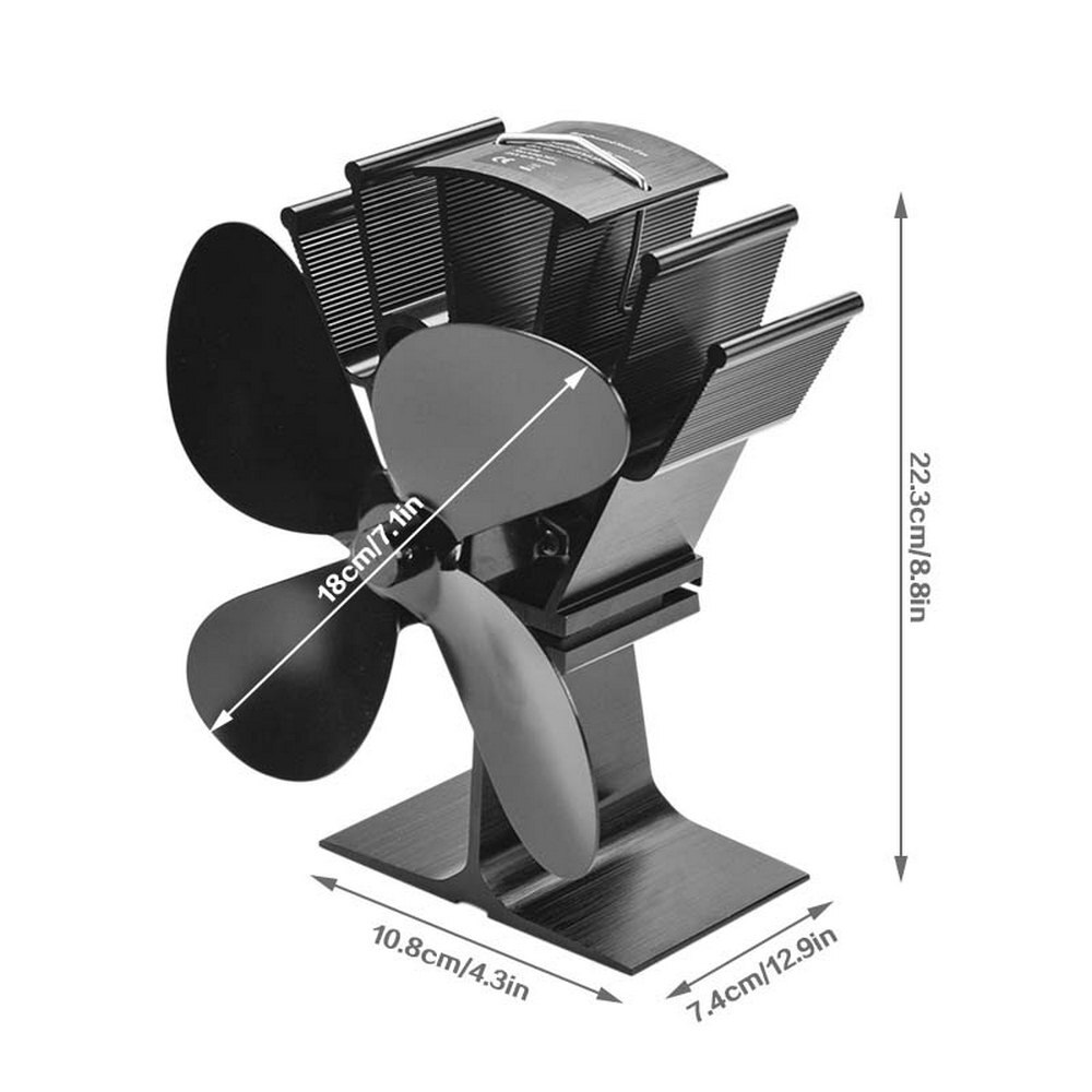 Ecofan-ventilador para hogar de 4 aspas, estufa de calor con ventilador, registro de quemador de madera, silencioso, para el hogar, distribución eficiente del calor