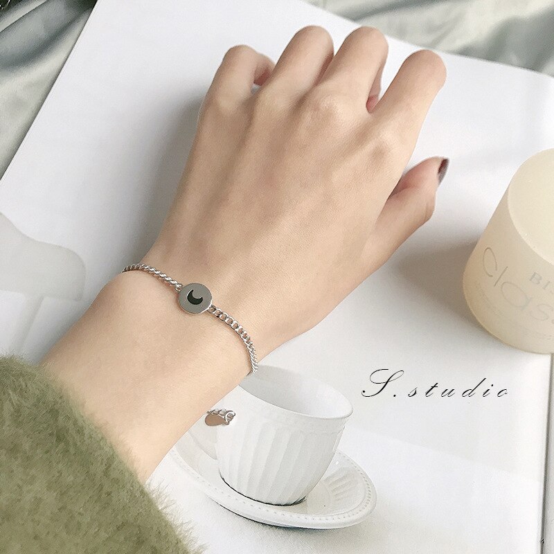 Budrovky Minimalistische Ronde Schijf Maan Zon Peadent Armband Voor Vrouwen Mannen Paar Armband Sieraden