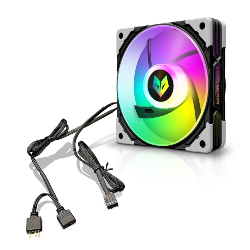 Coolmoon Chassis PC Fan Adjust ARGB Cooling 120mm Silent Control Computer Cooler: Black