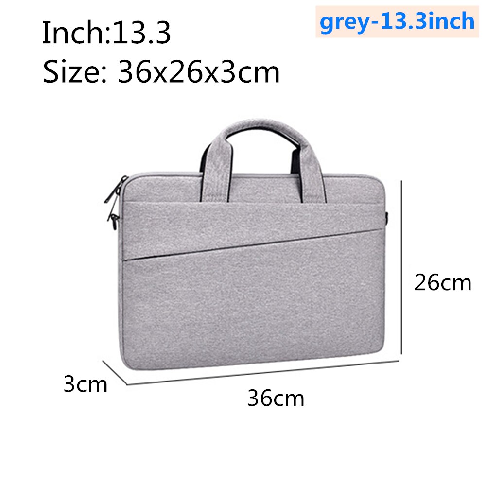 Waterproof Laptop Bag 13.3 14.1 15.4 15.6 inch For Macbook Air Pro 15.6 inch for Apple Notebook shoulder diagonal Briefcase: grey-13.3inch