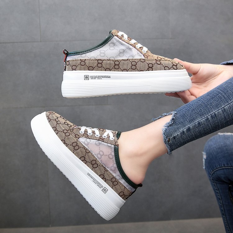 Summer Internet Celebrity Sandals Outer Wear Canvas Platform Hidden Wedge Lazy Slippers