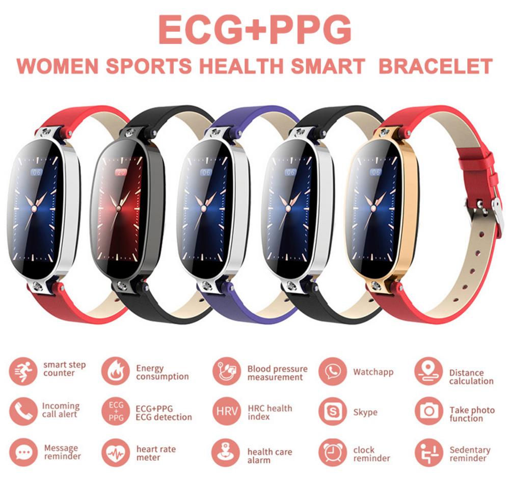 B79 Femminile Braccialetto Intelligente Inseguitore di Fitness PPG ECG Pressione Sanguigna Doppia Frequenza Cardiaca Monitoraggio del Sonno Chiamata di Promemoria PK S3 S3pro