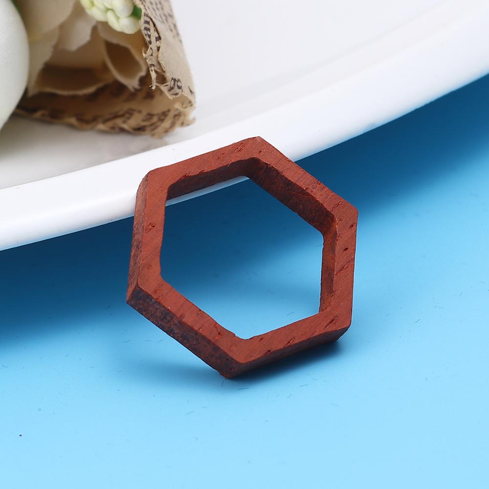 1 Pcs Sandelhout Open Terug Bezel Voor Hars Bruin Rood Ovale Walvis Vierkante Vissenstaart Hexagon Cone Kerst Halloween Verjaardag thuis