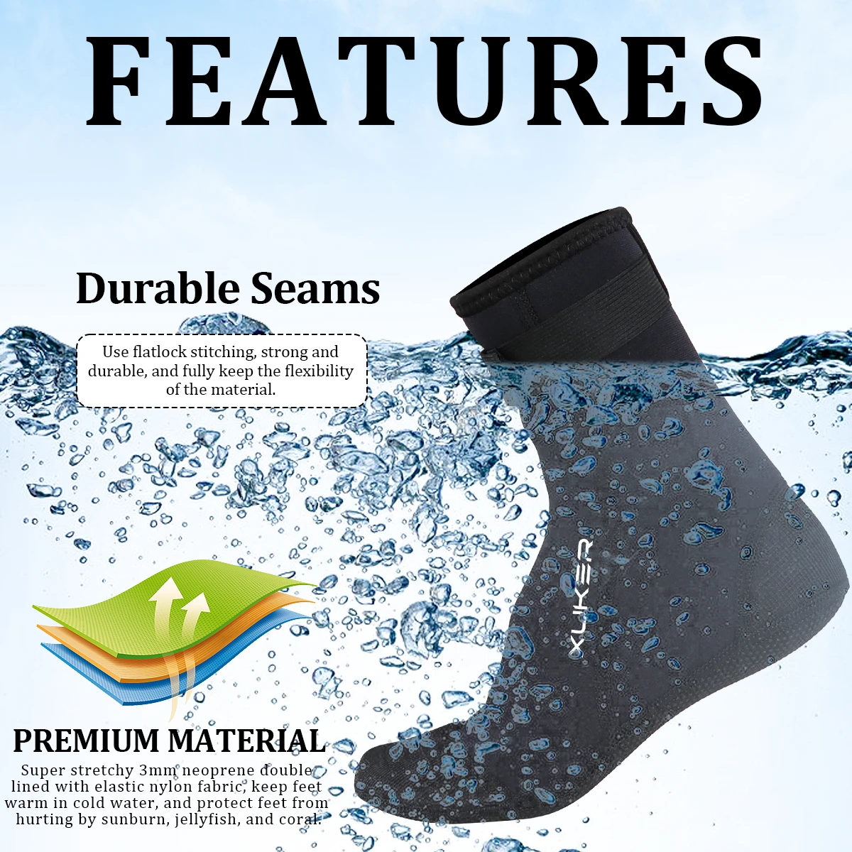 Men's Women's 3mm Neoprene Socks Beach Volleyball Sand Soccer Diving Swimming Surfing Snorkeling Fishing Kayaking Water Booties