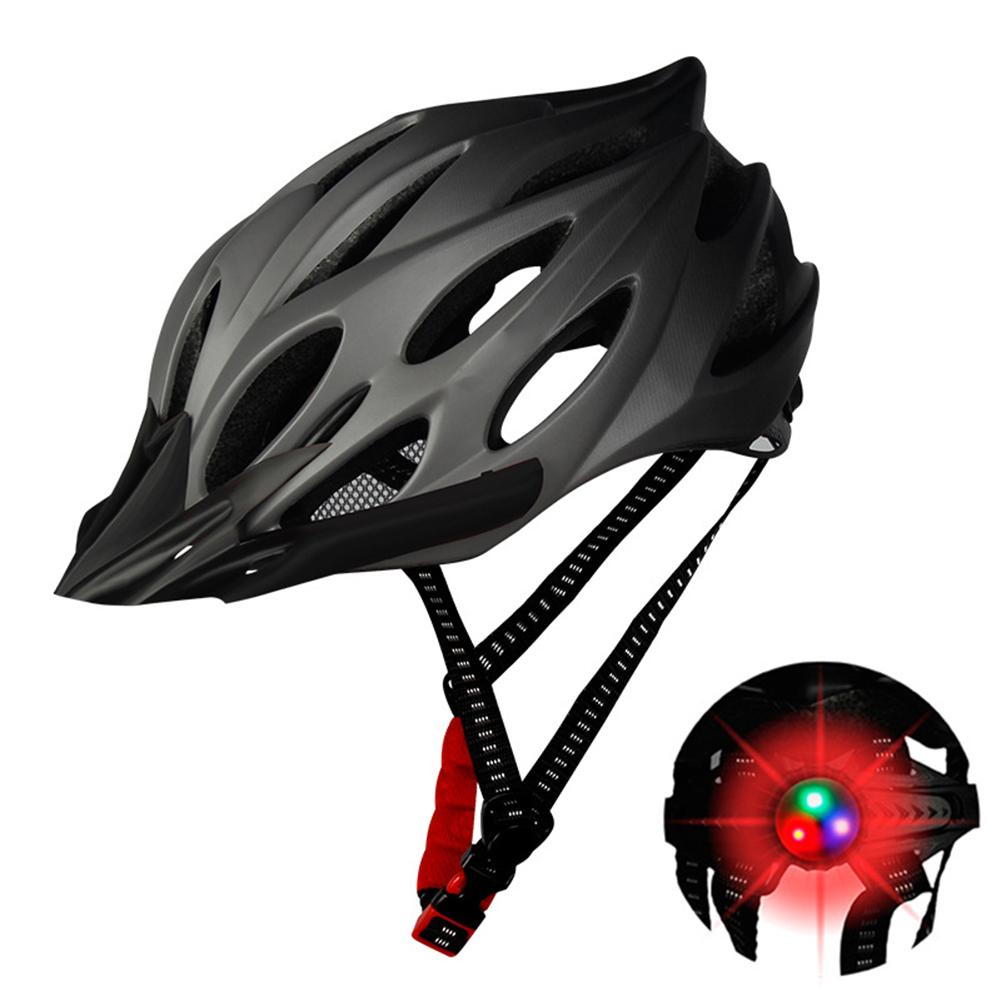 Cykelhjelm justerbar ultralet road mtb mountainbike cykelhjelm med baglys 54-62 cm helmes beskytter: Sort