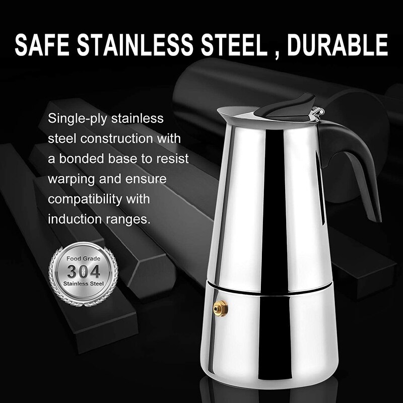 Stainless Steel Moka Coffee Pot Espresso Percolator Portable Coffee Maker Pot Percolator Drink Tool Cafetiere Latte Stovetop