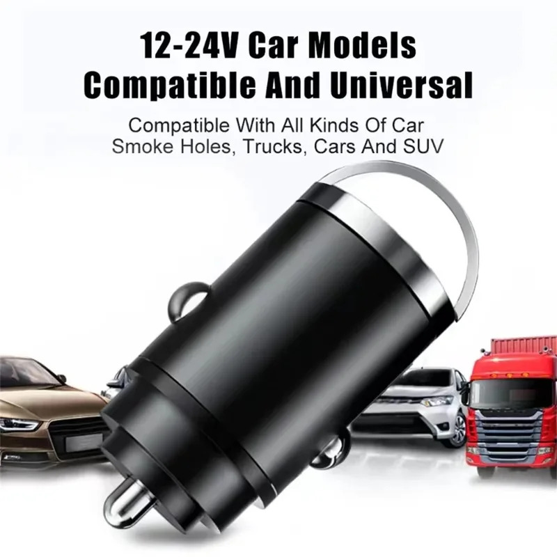 Car 66w Charger Fast Charging Metal One Tow Two Car ChargerFlash Charger in Car Mini Pull Ring Pd Car Charger Car Electronic