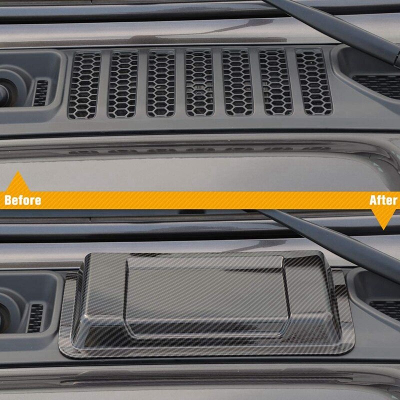 Cowl ABS Engine Inlet Cover Air Intake Hood Vent Scoop for Jeep Wrangler JL JLU , Carbon Fiber