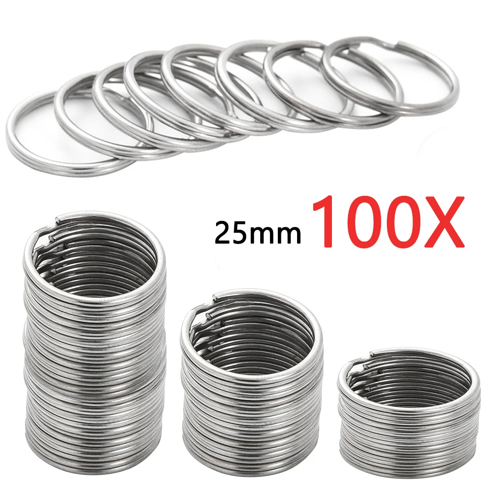 30mm/25mm/20mm Metal Key Rings Keychain Sets Keyfob Anti-rust KeyRings Key Chains Car Key Pendant Split: green