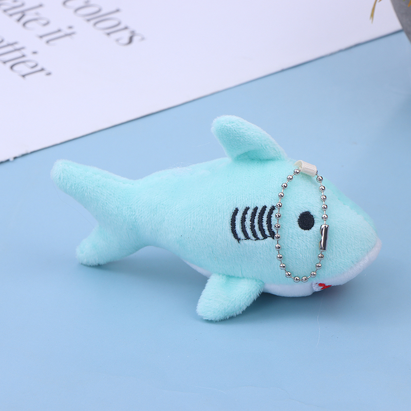 Veelkleurige cartoon haai pluche sleutelhanger - schattige knuffelhanger voor kinderen en volwassenen: Lichtrood