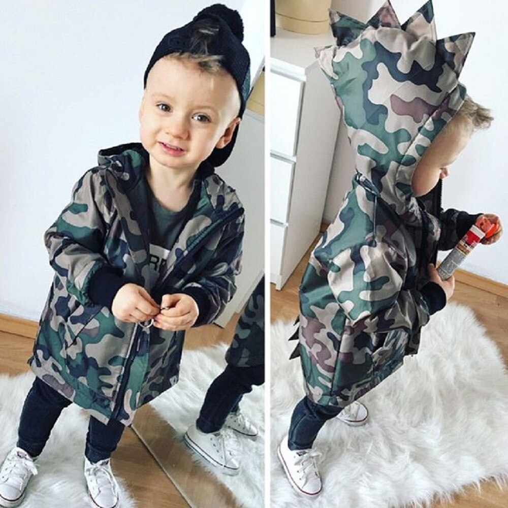 Kids Baby Jongen Toevallige Peuter Kid Baby Boy Camouflage Jas Dinosaurus Rits Jas Top Hooded Uitloper Jas Kleding Windjack