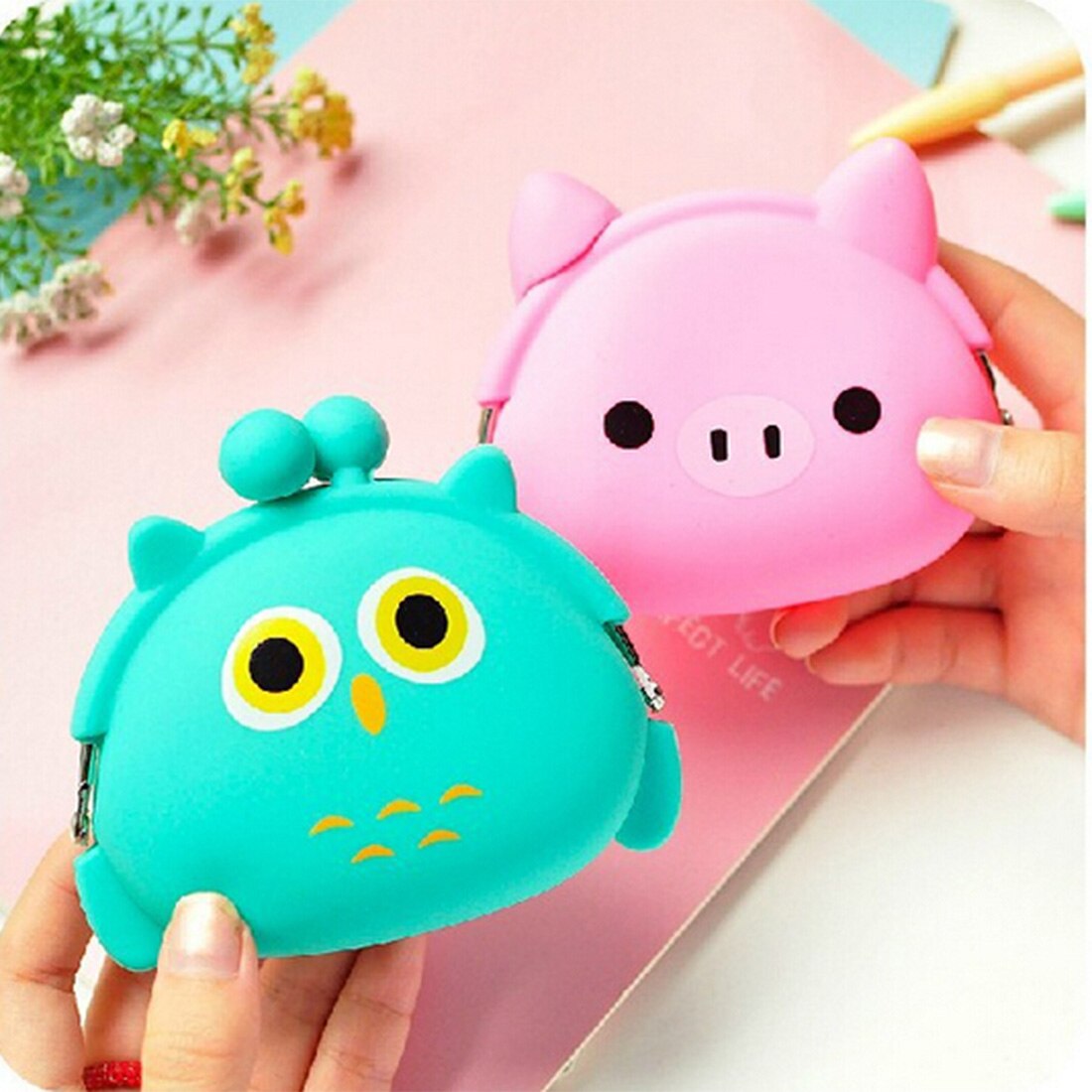 Women Coin Bag Silicone Storage Cute Animal Panda Cat Bear Mini Pouch Coin Bag Change Wallet Purse Hasp Wallet