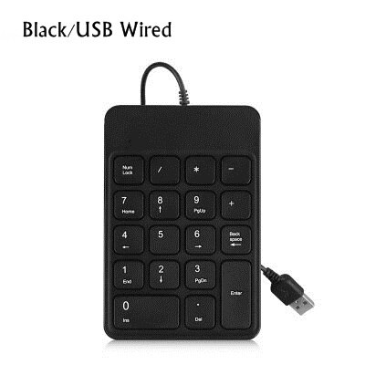 B O W HW157 Rechageable Bluetooth Wireless/2.4G Wireless 18 Key Portable Numeric Keypad For Notebook,Desktop Computer: Black USB Wired