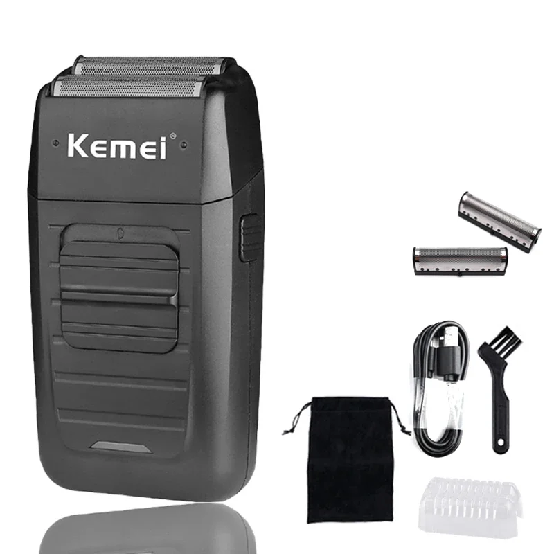 Kemei KM-1102 Wiederaufladbarer Akku-Rasierer für Männer, Zwilling-Klinge-Rasierer mit hin- und hergehendem Bart, Gesichtspflege, multifunktionaler stärker Trimmer: Freier Raum