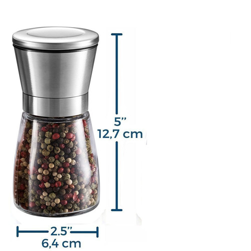 Salt peber kværn urtemøller peber muller justerbar grovhed rustfrit stål glas krydderier shaker køkken shredder hakker: 1 stk