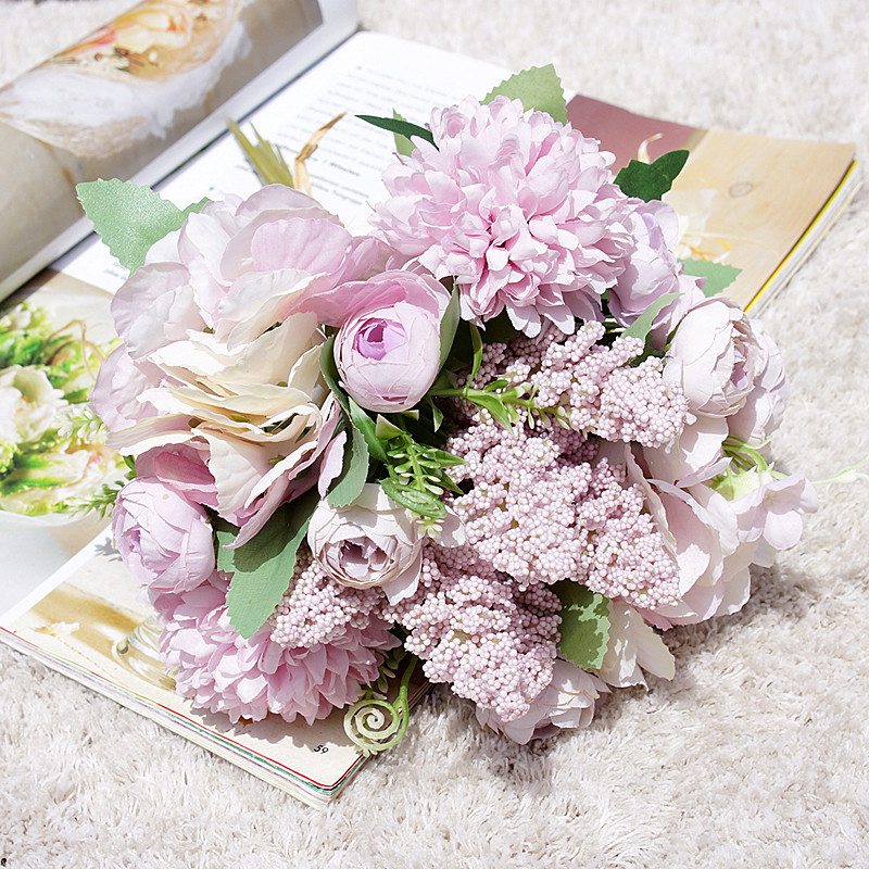 1 Bundel Bruiloft Combinatie Boeket Bruid Bruidsmeisje Bedrijf Bloemen Kunstbloemen Huishoudelijke Producten Home Decor Plakboek: 4