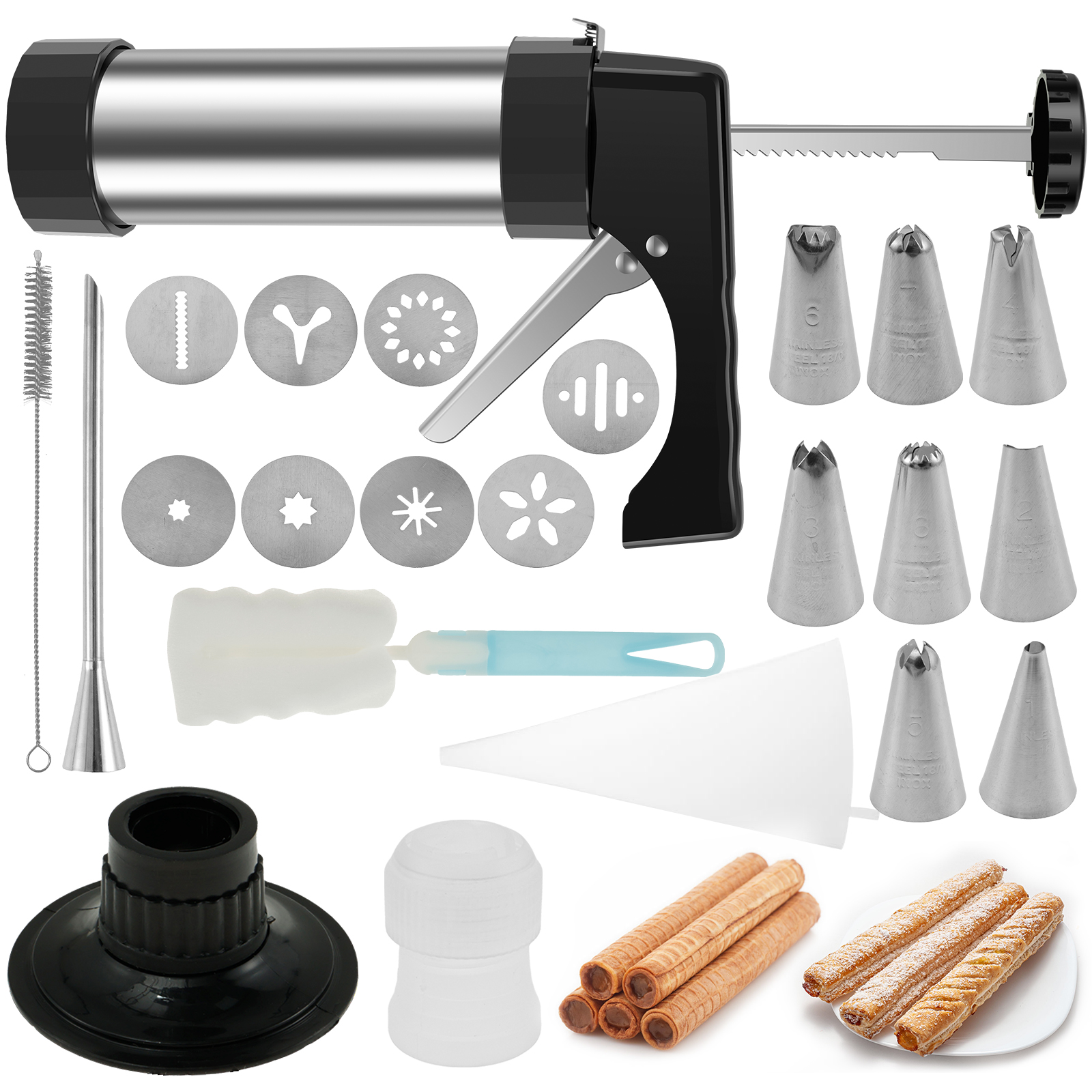 Churrera Churro Maker Machine RVS Churro Maker Kit Lichtgewicht holle Churro Maker Tool voor het maken van Churro: Donker Kaki