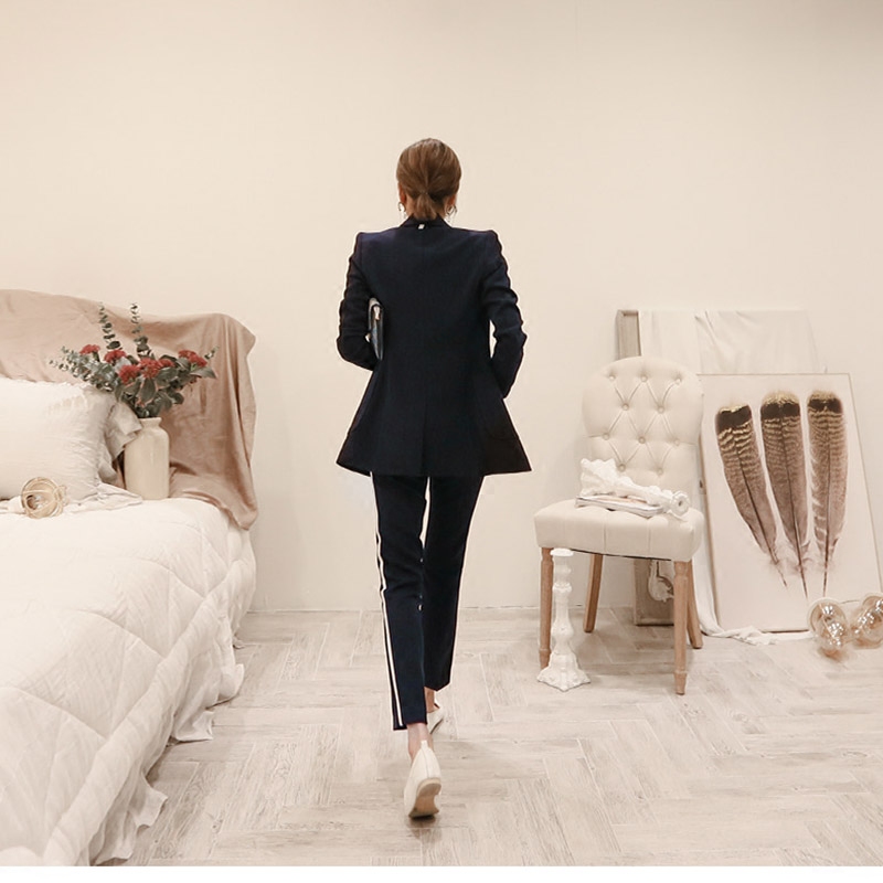 Korean version of the ladies temperament Slim simple double-breasted suit jacket pants suit