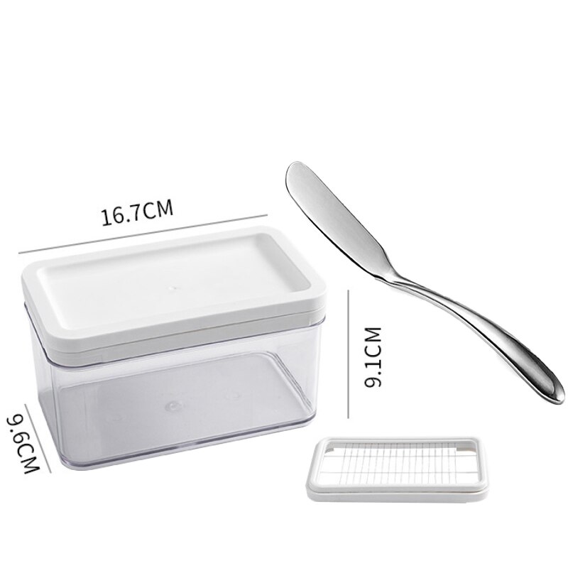 Household Baking Stainless Steel Butter Cutter Kitchen Cheese Storage Box Rectangle Butter Cutting Case With Lid Cooking Tools: Bknife