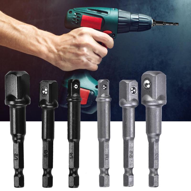 3 stk 1/4in sekskantskaft  to 1/4 " 3/8 " 1/2 " firkantet borehoved adaptersæt