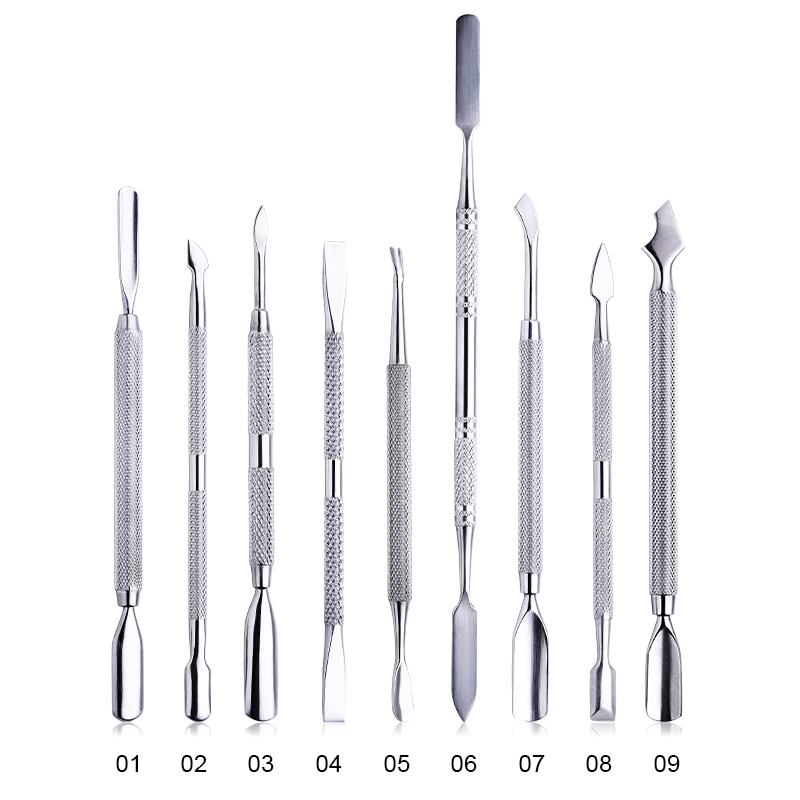 Empujador de cutículas de doble punta de acero inoxidable, producto para eliminar la piel muerta, pedicura, cuidado de las uñas, 1 ud.