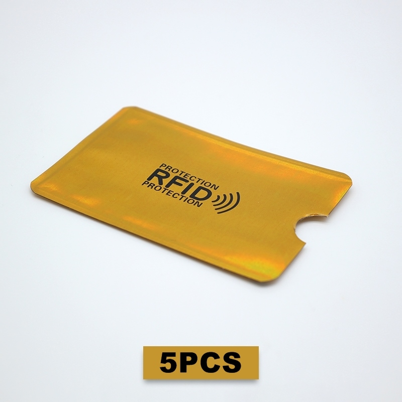 5 adet taşınabilir Anti RFID kredi kart tutucu banka kimlik kartı kapak tutucu kimlik koruyucu kılıf iş kart tutucu F094: deep gold