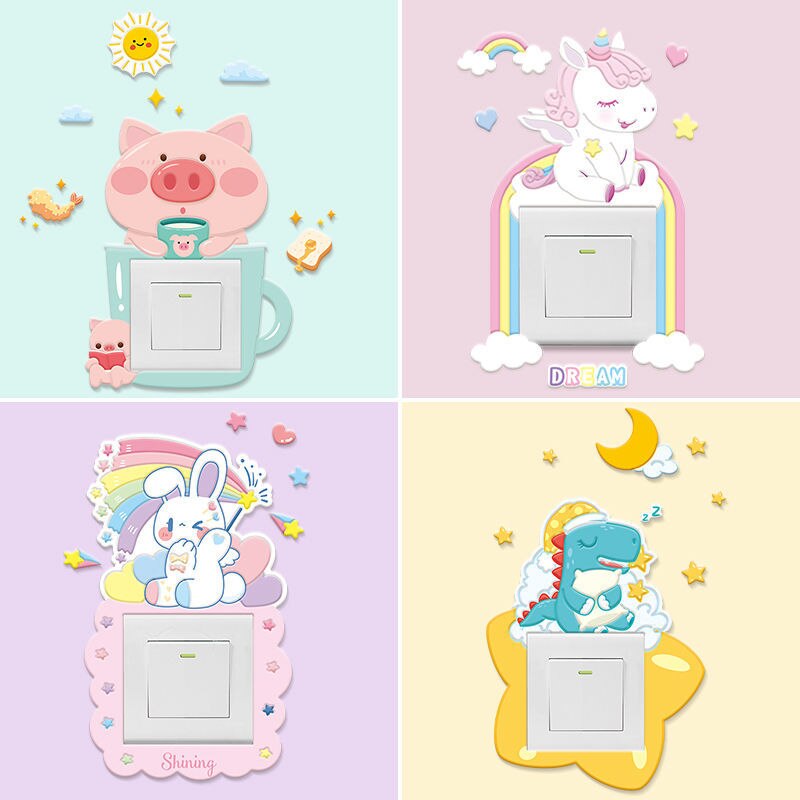 Switch Decoration Personality Switch Paste Protective Cover 3D Three-dimensional Luminous Socket Panel Switch Cover