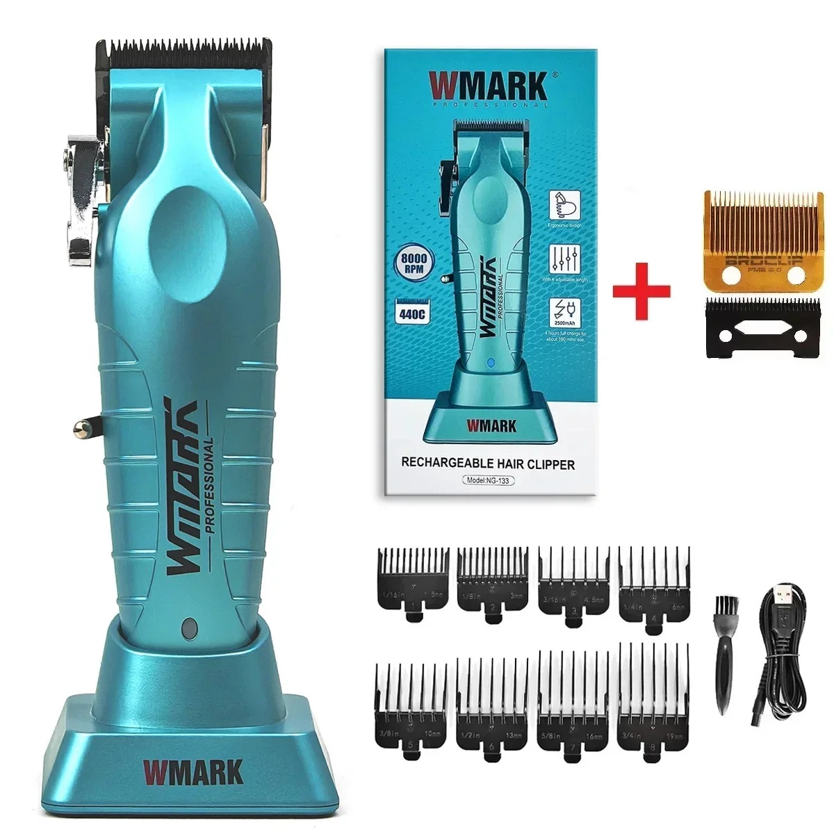 WMARK NG-317 Electric Hair Trimmer Oil Head Sculpt Contour Hair Finish Hair Salon Barber Machine with Charge Base: Red