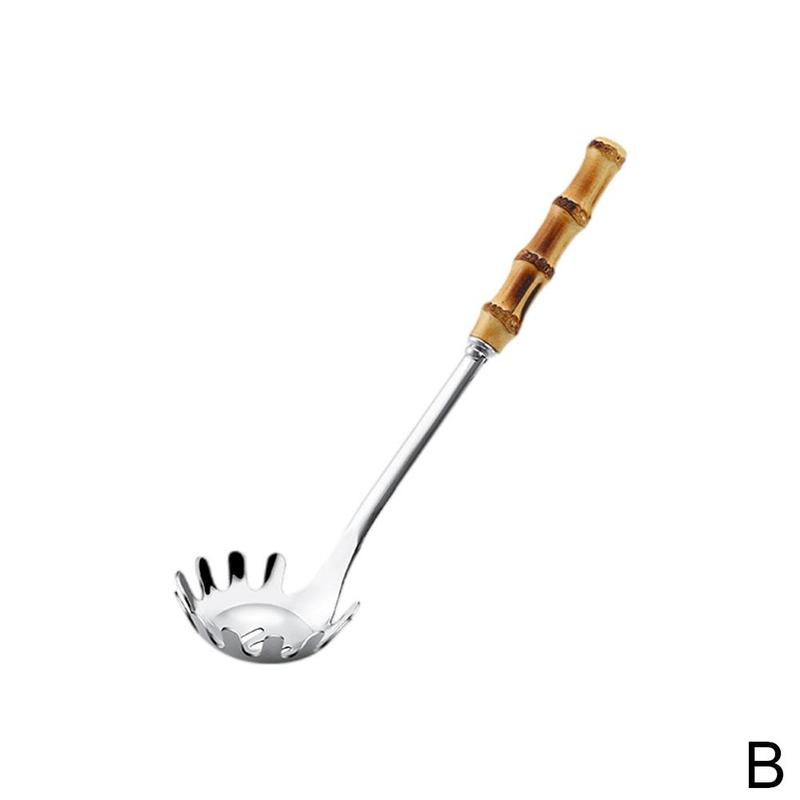 Kitchen Steel Long Handle Gold Soup Ladle Slotted Colander Spoon Filter Pot Strainer Cooking Skimmer Set Tool I6S8: B