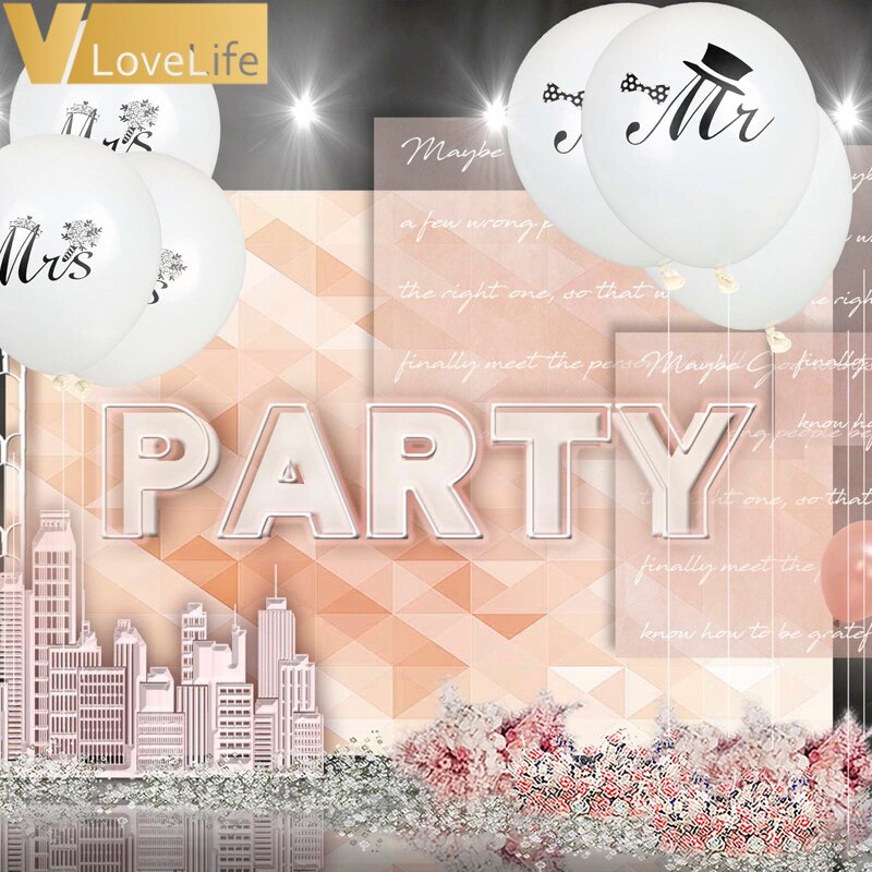 10 pulgadas 10 Uds Mr & Mrs globos de látex blanco redondo estampado San Valentín evento compromiso boda celebración suministros de decoraciones para fiestas