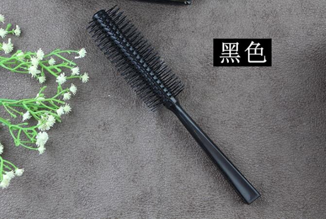 5 färg runt hår kam lockigt hår borstar lockigt hårborste massage roller kam frisörsalong stylingverktyg: Svart