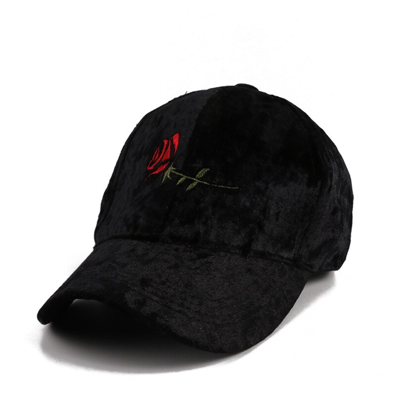 Sammet keps kvinna ros broderade keps casual utomhus snapback kepsar: Färg 5