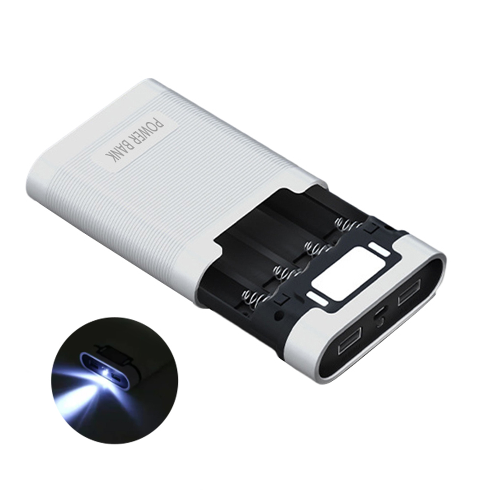 4*18650 Battery Holder Portable Power Bank Case Without Battery 5V Dual USB Output Power Bank Charger Shell Battery Storage Box: Blue