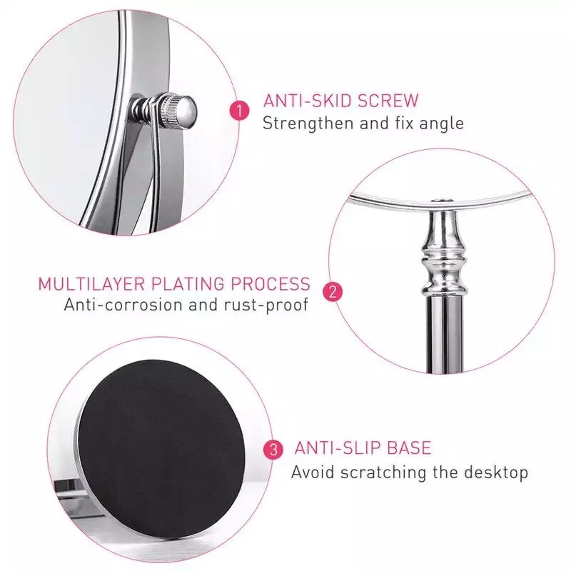 LIUYUE-miroir de maquillage , noir/Chrome en laiton, Style, 8 pouces, miroir de vanité, loupe de salle de bains rotative à 360 °